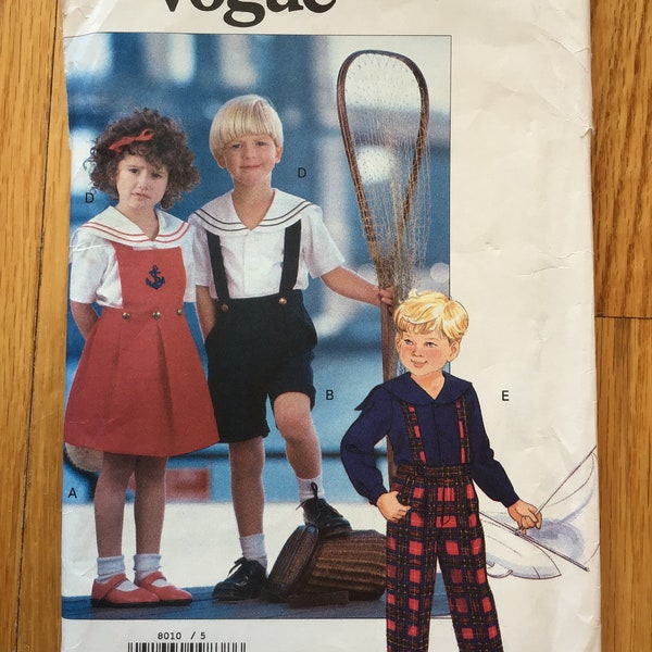 Children’s Jumper Shorts Pants and Shirt Pattern Size 5 6 6X Vogue 8010 UNCUT