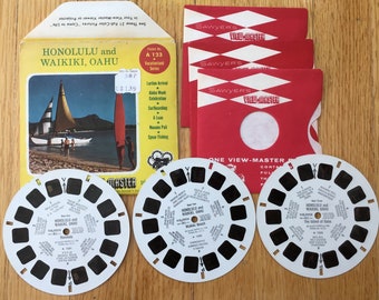 View-Master Reels Honolulu And Waikiki Oahu Hawaii In Original Sleeve Sawyers A123 Reels 1231 1232 1233