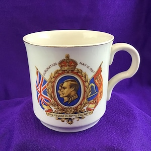 King George VI and Queen Elizabeth Coronation Mug 1937 Morley Fox & Co