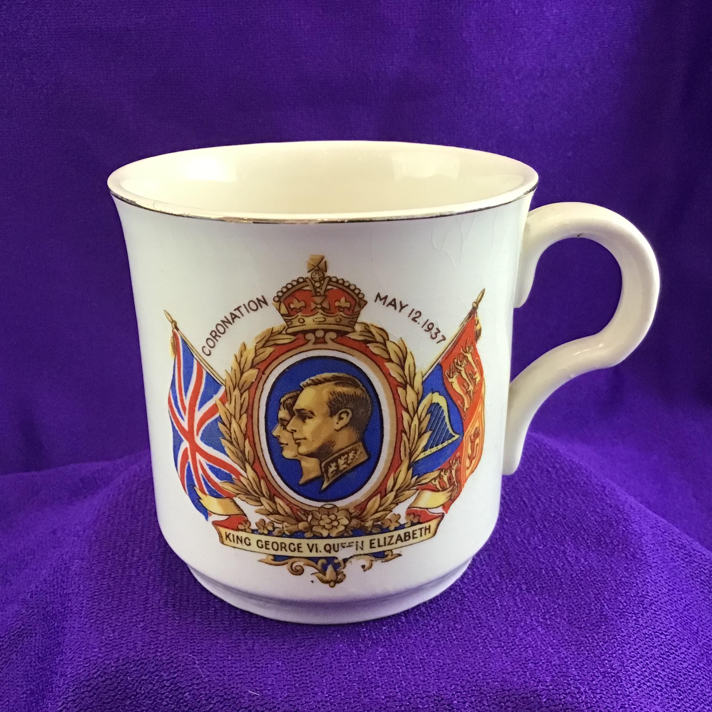 King George VI and Queen Elizabeth Coronation Mug 1937 Morley Fox & Co