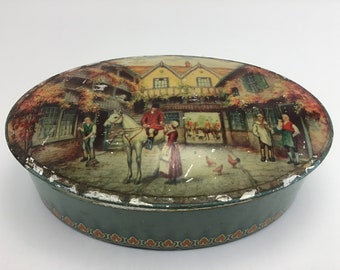 McVitie and Price Biscuit Tin Cookie Oval Victorian Village Life