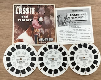 View-Master Reels Lassie and Timmy Original Sleeve Booklet Sawyers B474 1959 Wounded Crow Foolish Hunter Runaway Mule