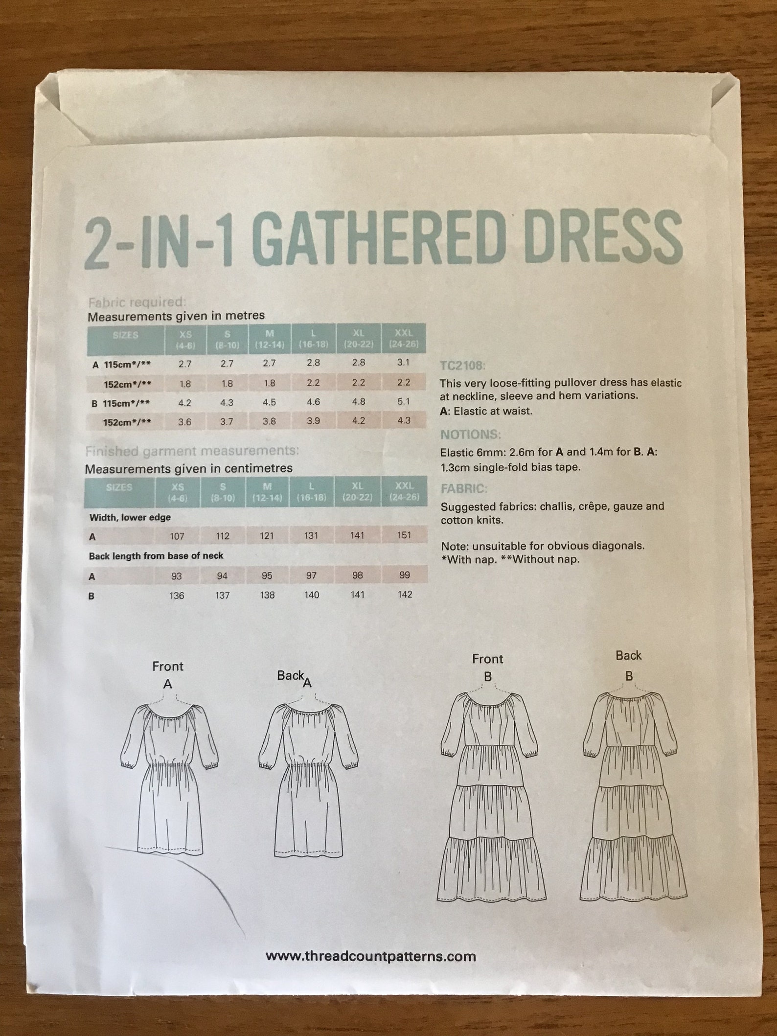 Misses 2 in 1 Gathered Dress Pattern UNCUT XS - XXL Threadcount TC2108 ...