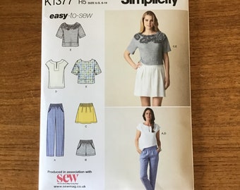 Misses Easy Separates Top Skirt Pants Pattern Sizes 6 - 14 Simplicity 1377 UNCUT