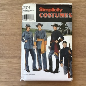 Mens and Teen Boy Civil War Costume Pattern Simplicity UNCUT Size XS S M L XL