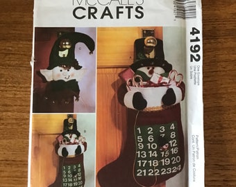 Advent Calendar Pattern Stocking and Door Hanging Pattern UNCUT McCalls 4192