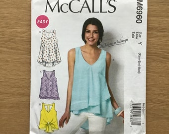 Misses Easy Tops and Tunics Pattern McCalls 6960 UNCUT Size Xsm Sml Med