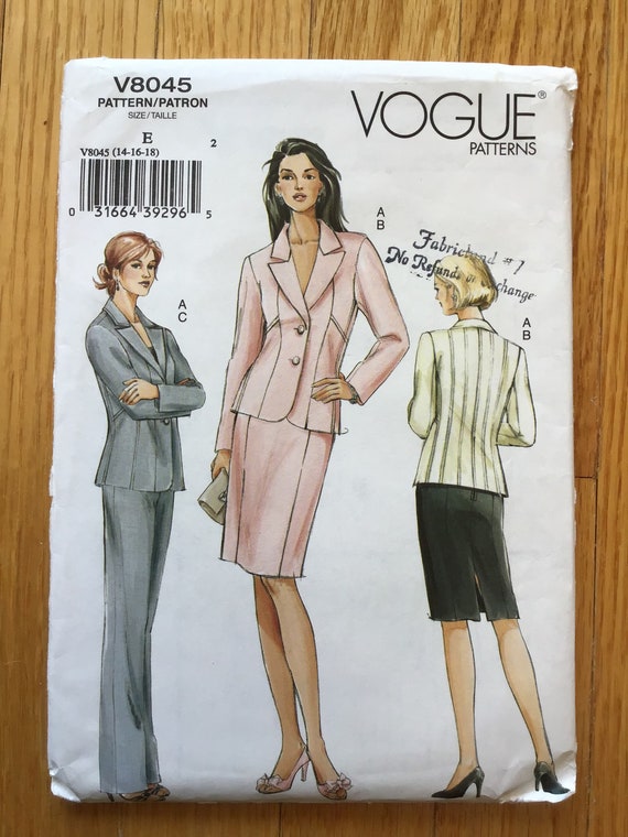 Misses Jacket Skirt and Pants Pattern Vogue 8045 Size 14 16 18 | Etsy