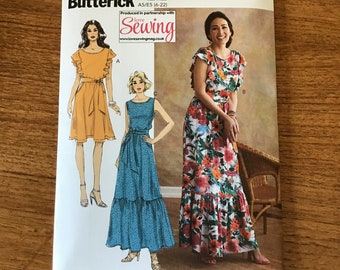 Boho Maxi Dress Pattern UNCUT Size 6 - 22 Butterick 6677
