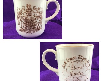 Queen Elizabeth II Silver Jubilee Mug 1952 1977 Coffee Cup Tea Mug