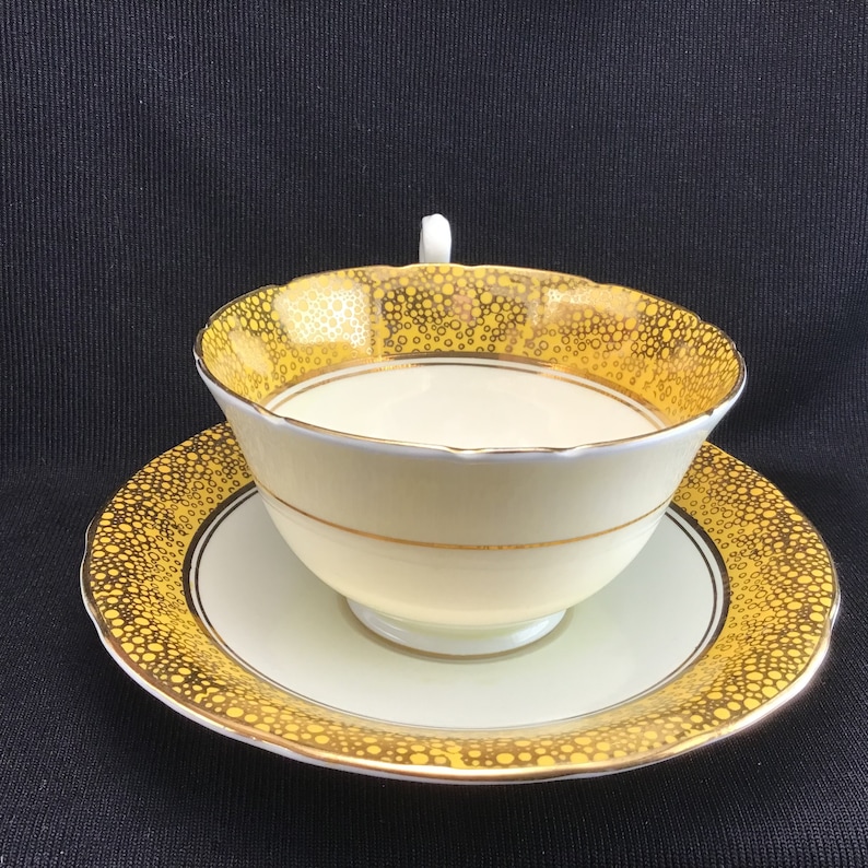 Aynsley Cup and Saucer Yellow and Gold Teacup and Saucer Etsy Canada