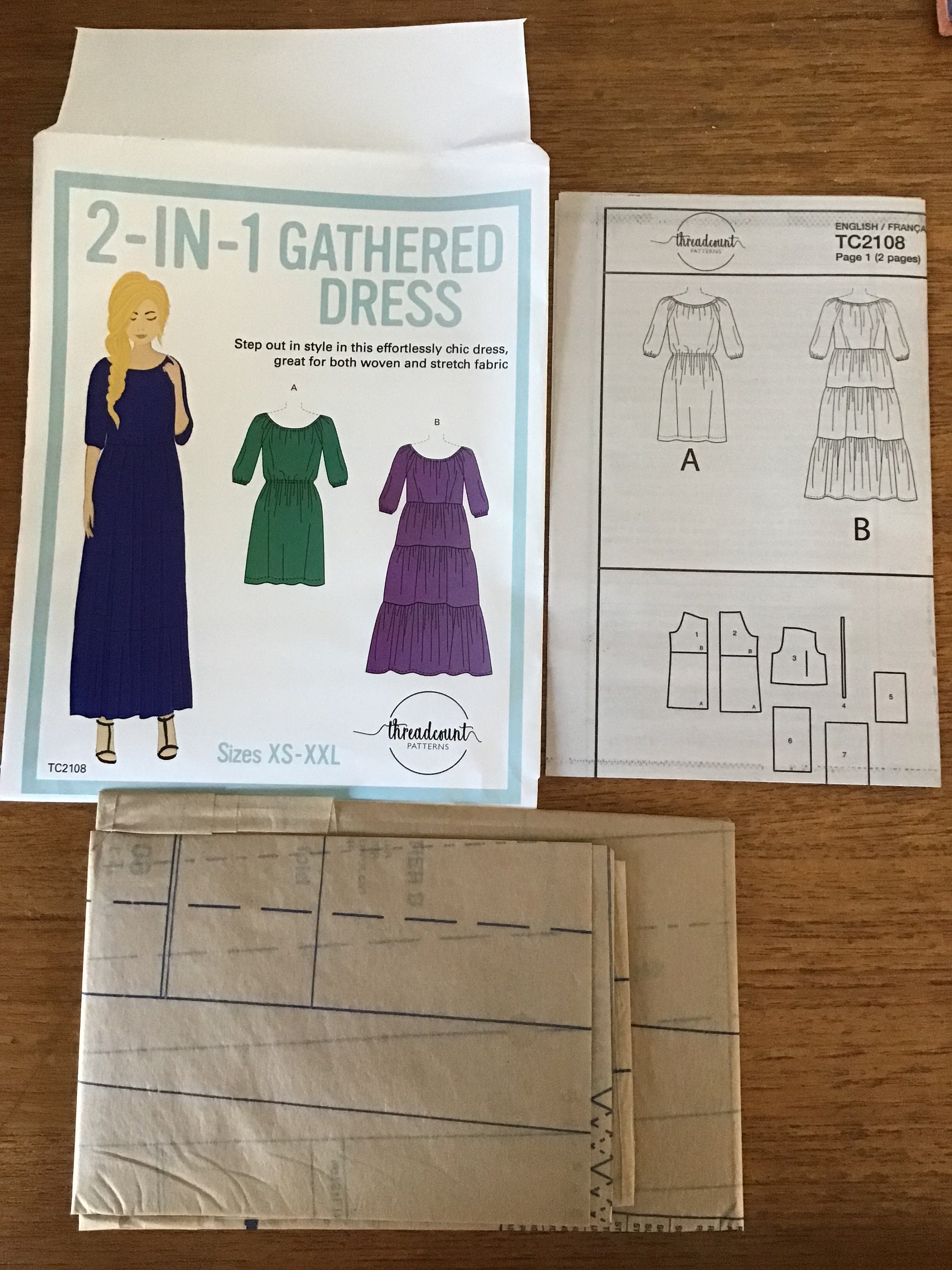 Misses 2 in 1 Gathered Dress Pattern UNCUT XS XXL Threadcount TC2108 - Etsy