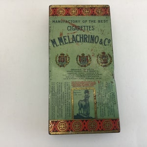 M Melachrino Cigarette Tin 1900 1910 Antique Tobacciana image 2