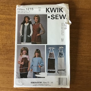 Misses and Child Förkläde Mönster Oklippt Kwik Sew 1215 Misses Storlek S - XL Barnstorlek XS - L