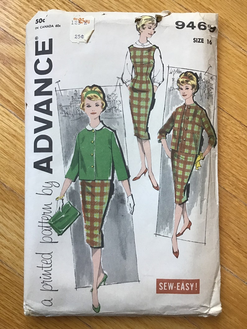 Jumper Dress Jacket and Blouse Pattern Advance 9469 UNCUT Bust 36 Waist 28 Hip 38 image 1