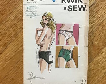 Ladies Panties Pattern Kwik Sew 719 Waist 29 31 33 35 1970s UNCUT