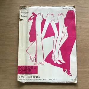 May include: A vintage knitting pattern for Omni Master Pants, pattern number 10, from Kandel Knits, 4034 N Interstate Ave, Portland, Oregon 97217. The pattern costs $2.50 and is from a professional knitting mill.