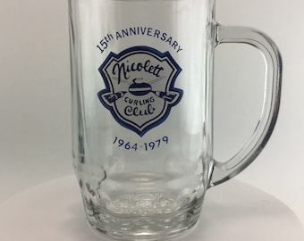 Curling Beer Mug Nicolett Curling Club 15th Anniversary 1964-1979 Tankard Mid-Century