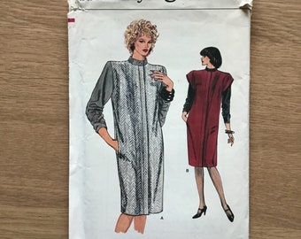 Misses Easy Dress Pattern 1980s Very Easy Vogue 8854 Size 8 10 12 UNCUT
