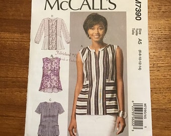 Misses Top Pattern Size 6 8 10 12 14 McCall's 7390 UNCUT