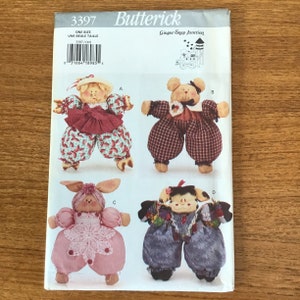 Spankys Gang Pattern Butterick 3397 UNCUT Pig Bear Bunny Cow Soft Sculpture