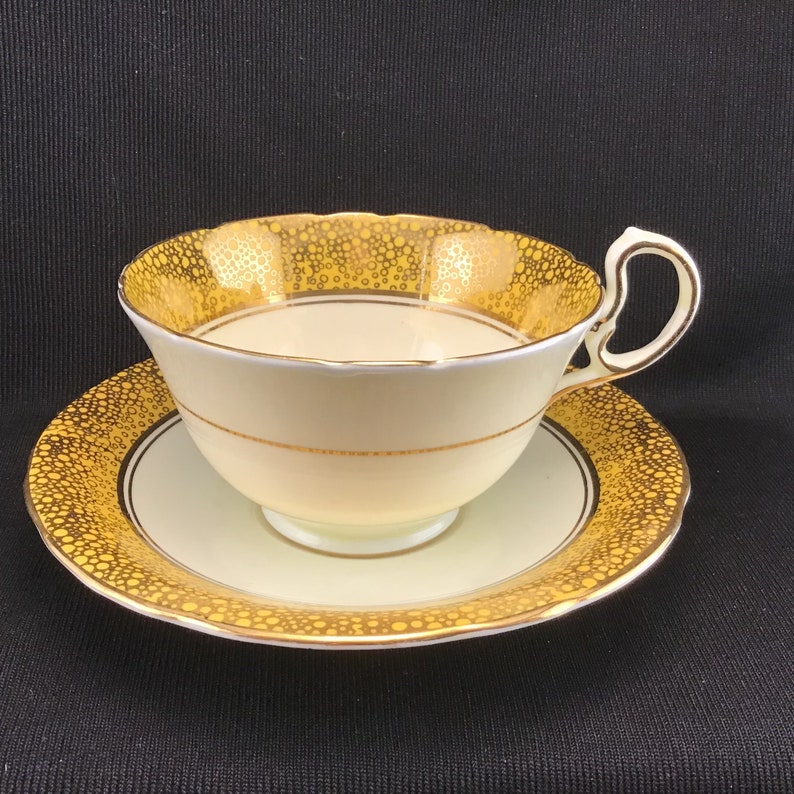 Aynsley Cup and Saucer Yellow and Gold Teacup and Saucer Etsy Canada