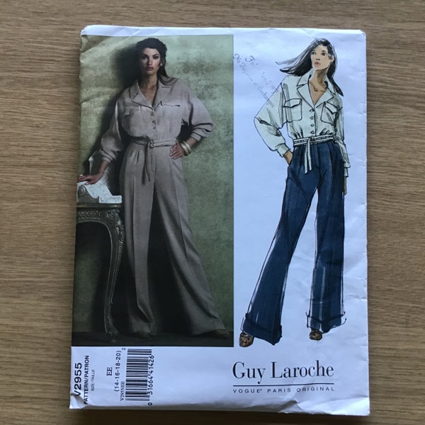 Misses Jacket and Pants Pattern Vogue 2955 Guy Laroche Paris Original  Size 14 - 20 UNCUT