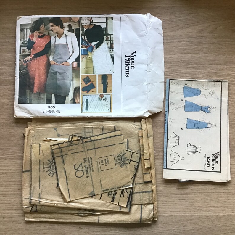 Apron Pattern Vogue 1450 Placemats Pot Holder Oven Mitt Small - Etsy