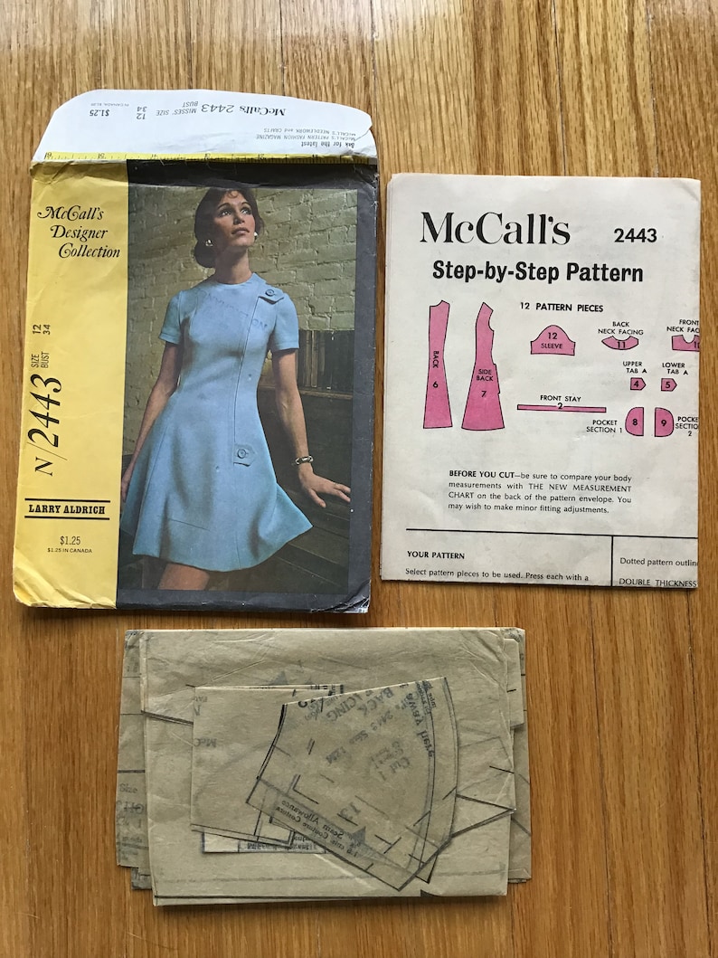 Larry Aldrich A Line Dress Pattern McCalls Designers Collection 2443 Bust 34 image 3