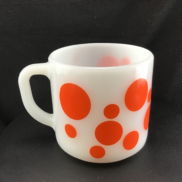 Federal Glass Dots Mug Orange Dots Mug Made in USA RARE
