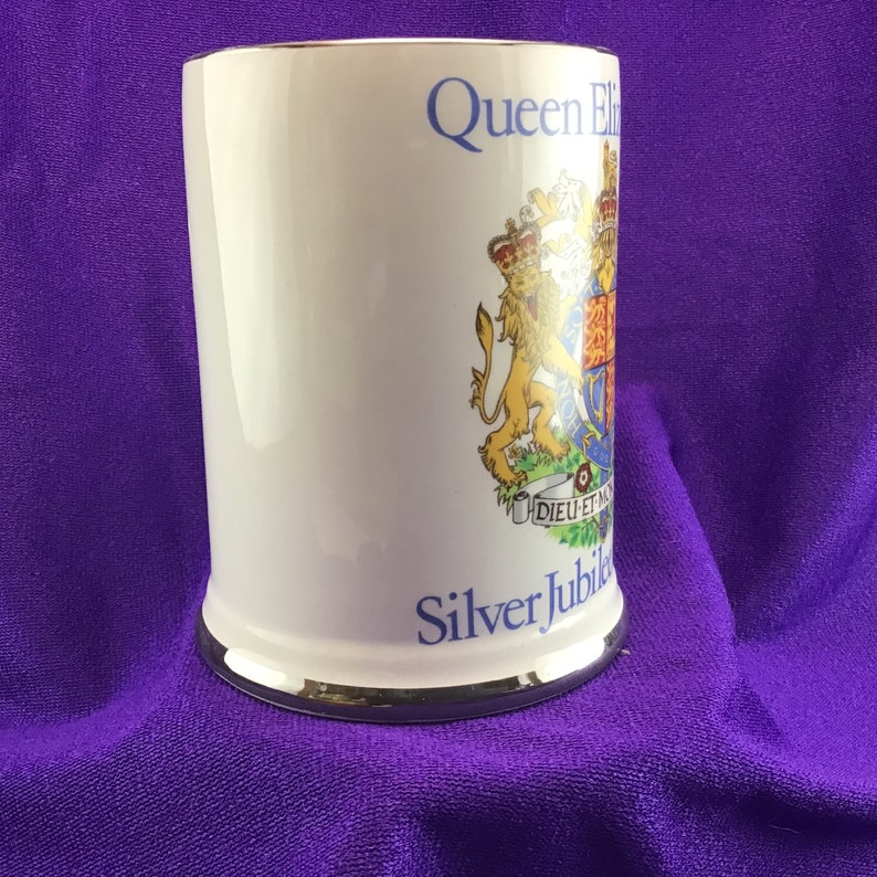 Queen Elizabeth II Silver Jubilee Beer Mug Tankard Oversized Etsy Canada