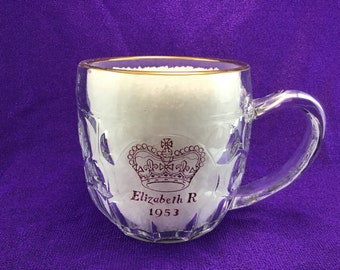 Coronation Mug Queen Elizabeth II June 2nd 1953 Glass Coronation Beer Mug