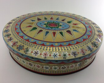 Gray Dunn Biscuit Tin Cookie Tin Jewelled Scotland Oval Painted Jewels Shortbread Tin