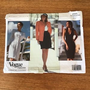 Perry Ellis Misses Jacket Dress Top Shorts Sash Pattern Vogue American Designer 2665 Size 6 8 10 UNCUT