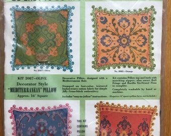Bucilla Cross Stitch Pillow Kit Mediterranean Pillow Kit 2087 Olive Needlework Kit Factory Sealed Made in USA
