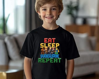 Camiseta juvenil "Eat Sleep Roblox Repeat", ideal para fanáticos de los videojuegos