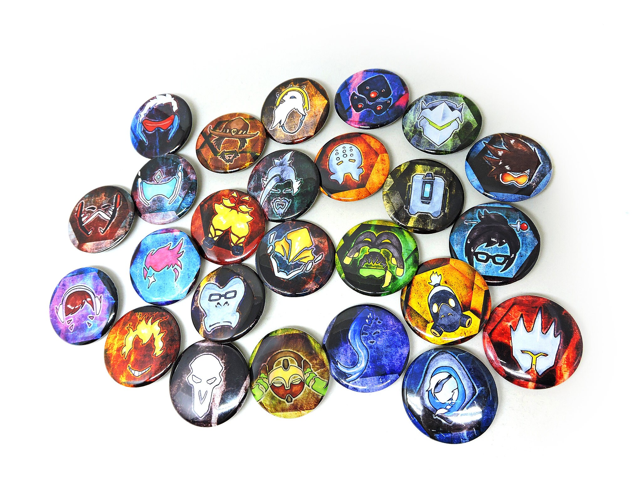Overwatch Pin Set 1.75 inches Buttons Tracer Mercy McCree Etsy