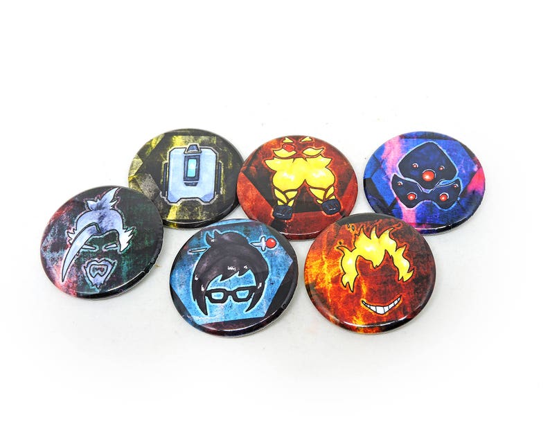 Overwatch Pin Set 1.75 inches Buttons Tracer Mercy McCree Etsy