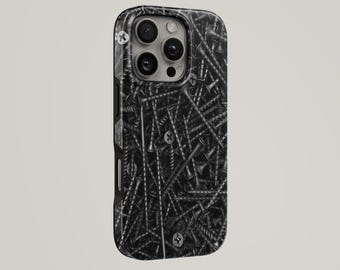 Funda para teléfono Dark Grunge Tech Black Man TOUGH Cover para iPhone 17 Pro Max, 16e, 15, 14, 13 y Samsung S26 Ultra, S25 FE, A57, A56, Pixel 10,9A