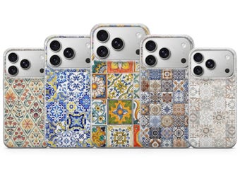 Funda para teléfono estilo Azulejo, funda Azulejo Portugal para iPhone 17 Pro Max, 16e, 15, 14, 13 y Samsung S26 Ultra, S25 FE, A57, A56, Pixel 10, 9A
