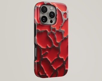 Funda para teléfono Abstract Red Marble Crimson TOUGH Cover para iPhone 17 Pro Max, 16e, 15, 14, 13 y Samsung S26 Ultra, S25 FE, A57, A56, Pixel 10,9A
