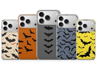 Funda para teléfono con diseño de murciélago de Halloween, color negro, estilo gótico, compatible con iPhone 17 Pro Max, 16e, 15, 14, 13 y Samsung S26 Ultra, S25 FE, A57, A56, Pixel 10 y 9A.