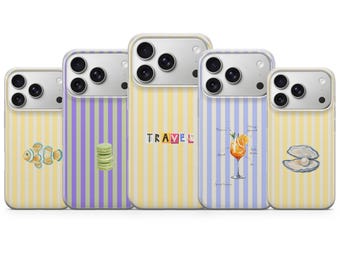 Funda para teléfono Summer Vibe con rayas, funda de viaje para iPhone 17 Pro Max, 16e, 15, 14, 13 y Samsung S26 Ultra, S25 FE, A57, A56, Pixel 10, 9A