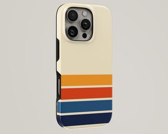 Funda para teléfono Retro Stripes Vintage TOUGH para iPhone 17 Pro Max, 16e, 15, 14, 13 y Samsung S26 Ultra, S25 FE, A57, A56, Pixel 10, 9A