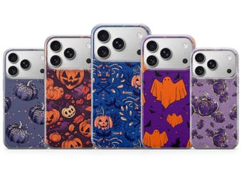 Halloween Phone Case Pumpkin Spooky Autumn Cover for iPhone 17 Pro Max, 16e, 15, 14, 13 & Samsung S26 Ultra, S25 FE, A57, A56, Pixel 10, 9A