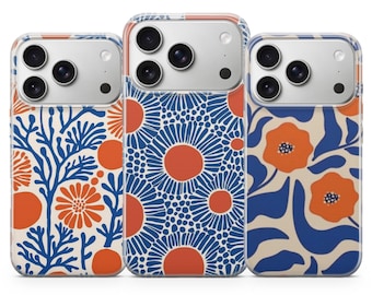 Funda para teléfono MATTISE Floral Naranja Brillante para iPhone 17 Pro Max, 16e, 15, 14, 13 y Samsung S26 Ultra, S25 FE, A57, A56, Pixel 10, 9A