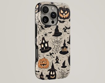 Funda para teléfono de Halloween con diseño de calabaza espeluznante, resistente, para iPhone 17 Pro Max, 16e, 15, 14, 13 y Samsung S26 Ultra, S25 FE, A57, A56, Pixel 10, 9A