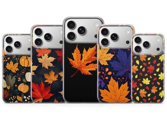 Autumn Leaves Phone Case Maple Leaf Cute Cover for iPhone 17 Pro Max, 16e, 15, 14, 13 & Samsung S26 Ultra, S25 FE, A57, A56, Pixel 10, 9A