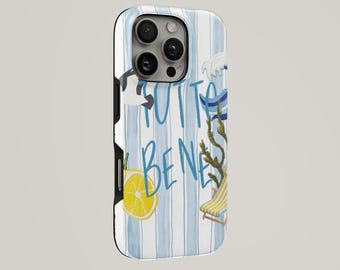 Funda para teléfono con cita italiana Tutto Bene TOUGH para iPhone 17 Pro Max, 16e, 15, 14, 13 y Samsung S26 Ultra, S25 FE, A57, A56, Pixel 10, 9A