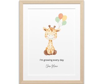 Poster personalizzato con giraffa per la cameretta del bebè – Regalo per neonati e decorazione per la cameretta